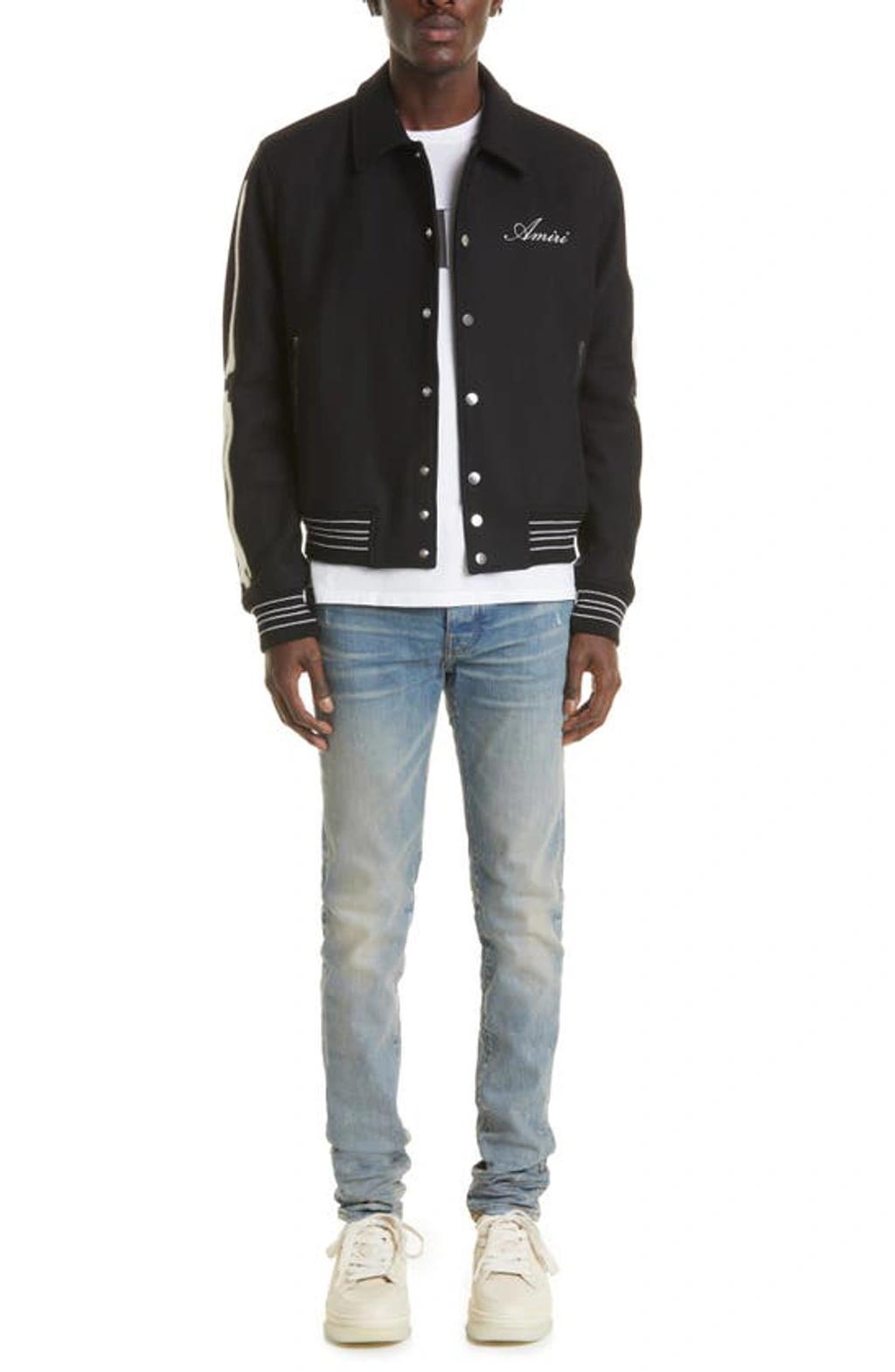 Black Bones Varsity Bomber Jacket Product Image