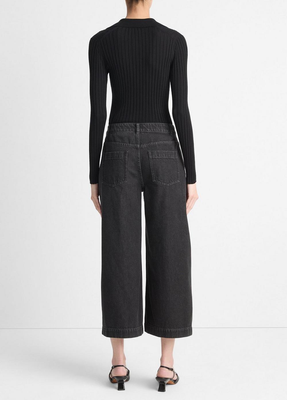 Cotton Mid-Rise Utility Wide Crop Pant Product Image