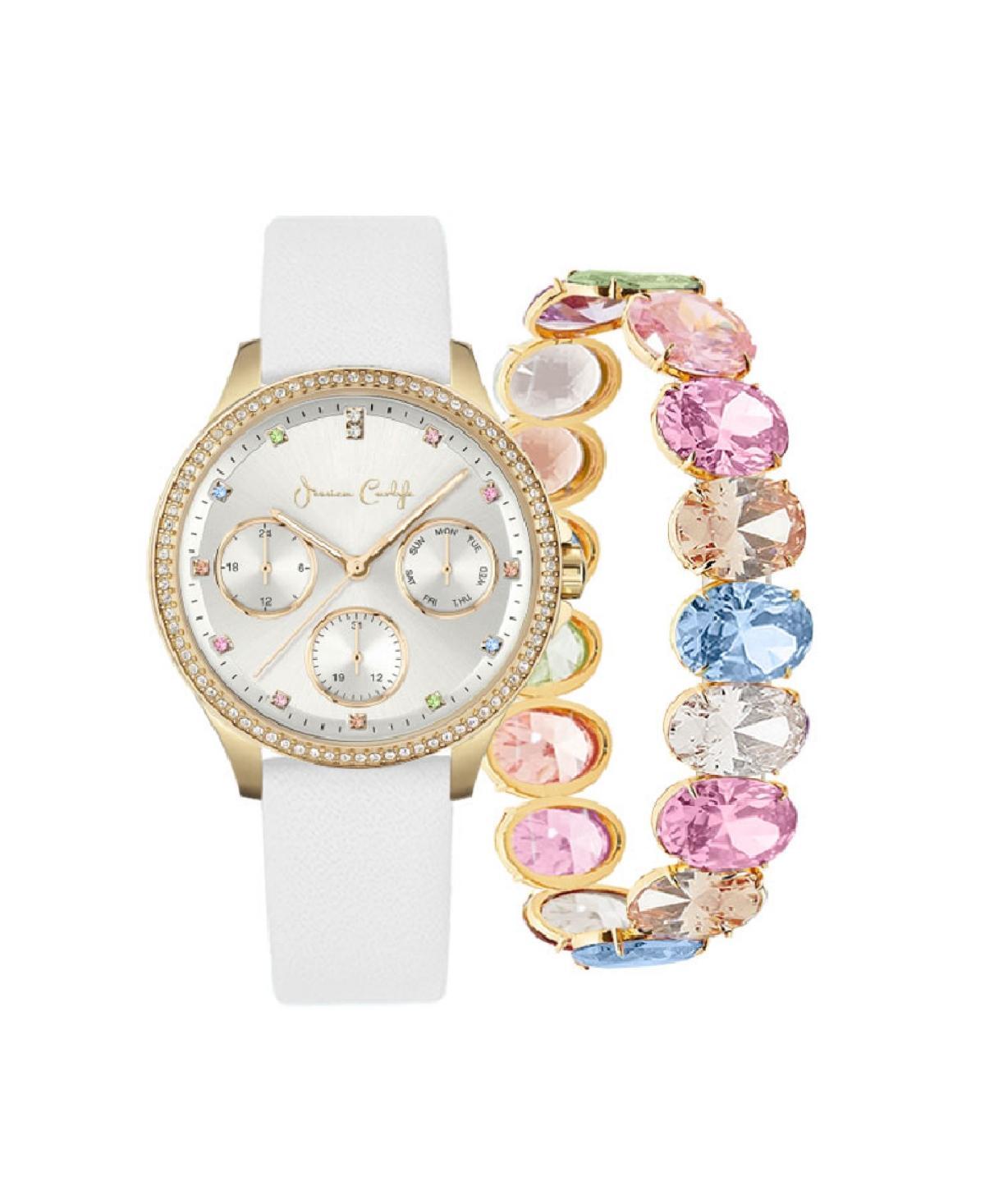 Jessica Carlyle Womens Quartz White Polyurethane Leather Watch 38mm Gift Set - White Product Image