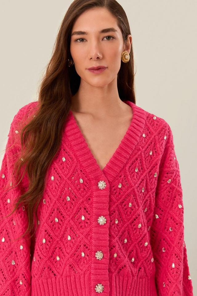 Pink Lace Knit Sweater Product Image