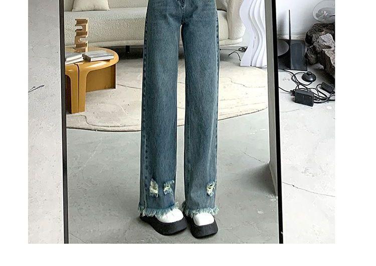 Mid Waist Washed Distressed Wide Leg Jeans (Various Designs) Product Image