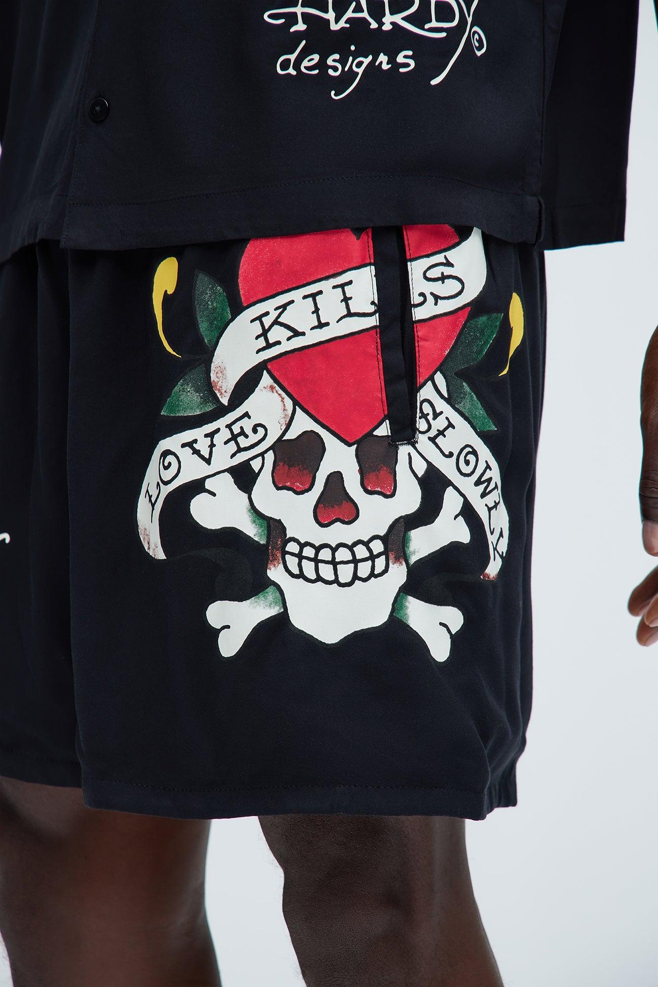 Ed Hardy Love Kills Slowly Mesh Shorts - Black Product Image