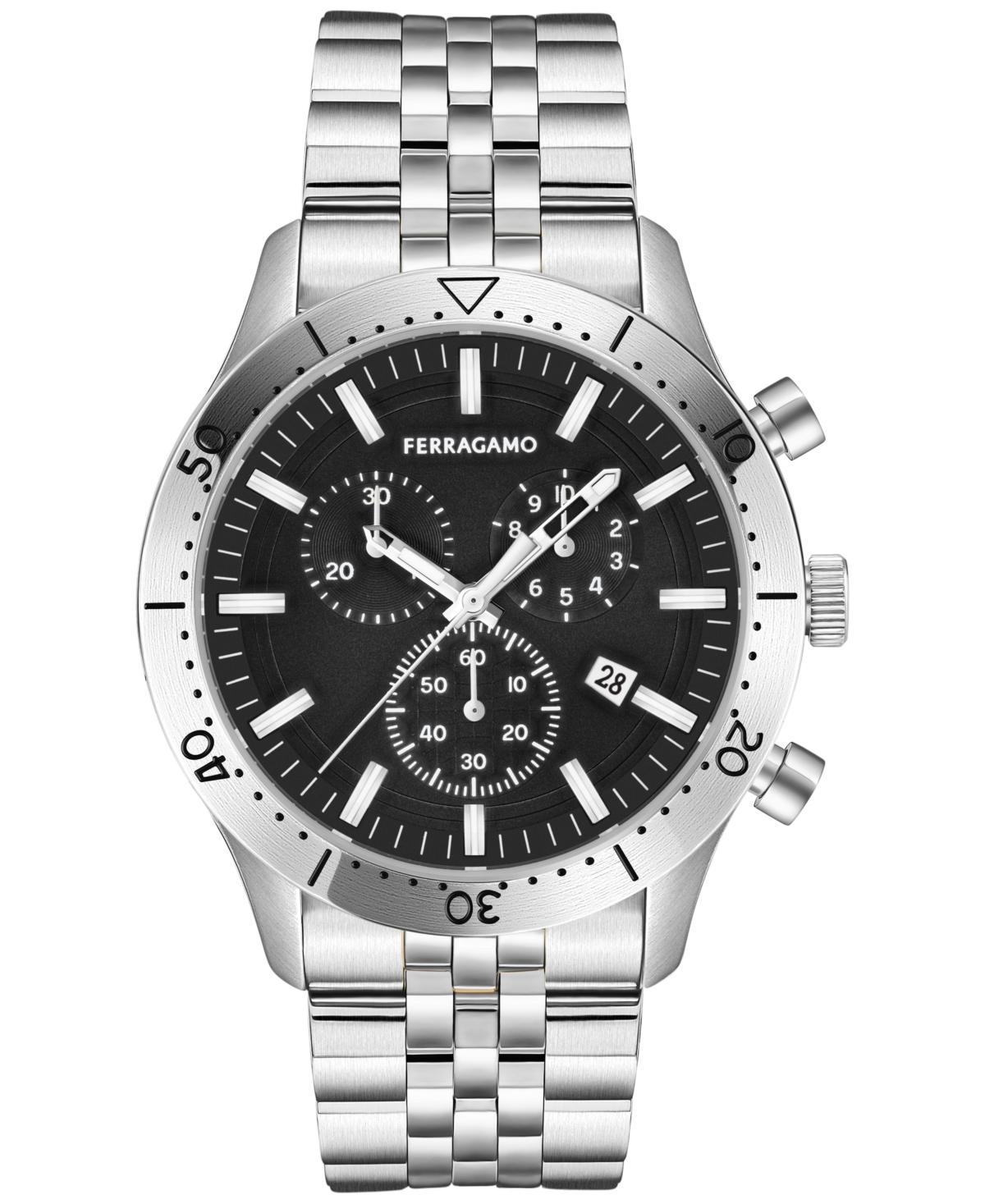 Salvatore Ferragamo Mens Swiss Chronograph Master Stainless Steel Bracelet Watch 43mm - Stainless Steel Product Image