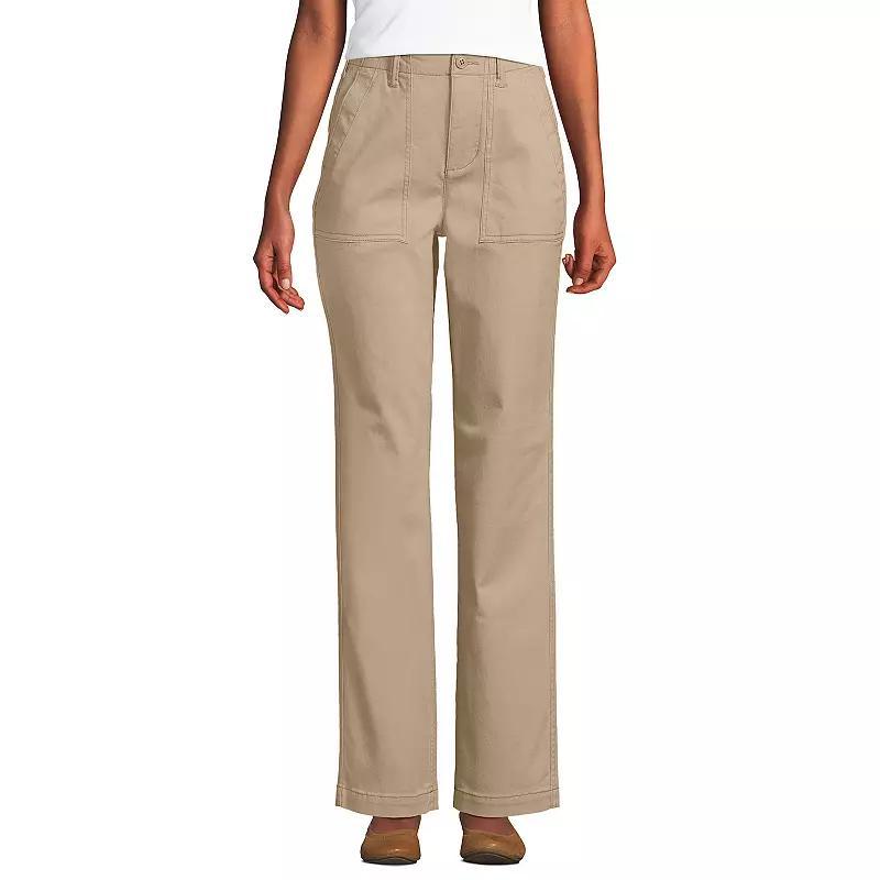 Petite Lands End High-Rise Chino Utility Pants, Womens Rich Red Product Image