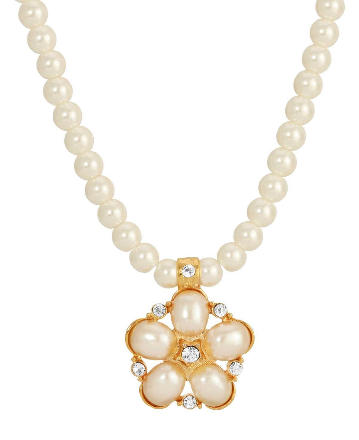 1928 Flower Simulated Pearl Pendant Necklace, Womens, White Product Image