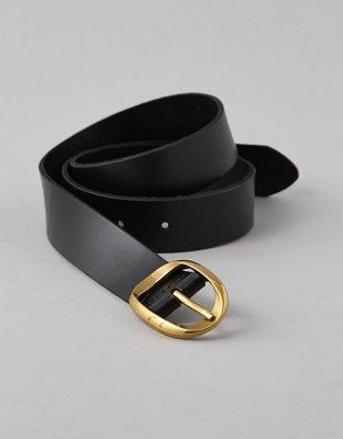 AE Oval-Twist-Buckle Leather Belt Product Image