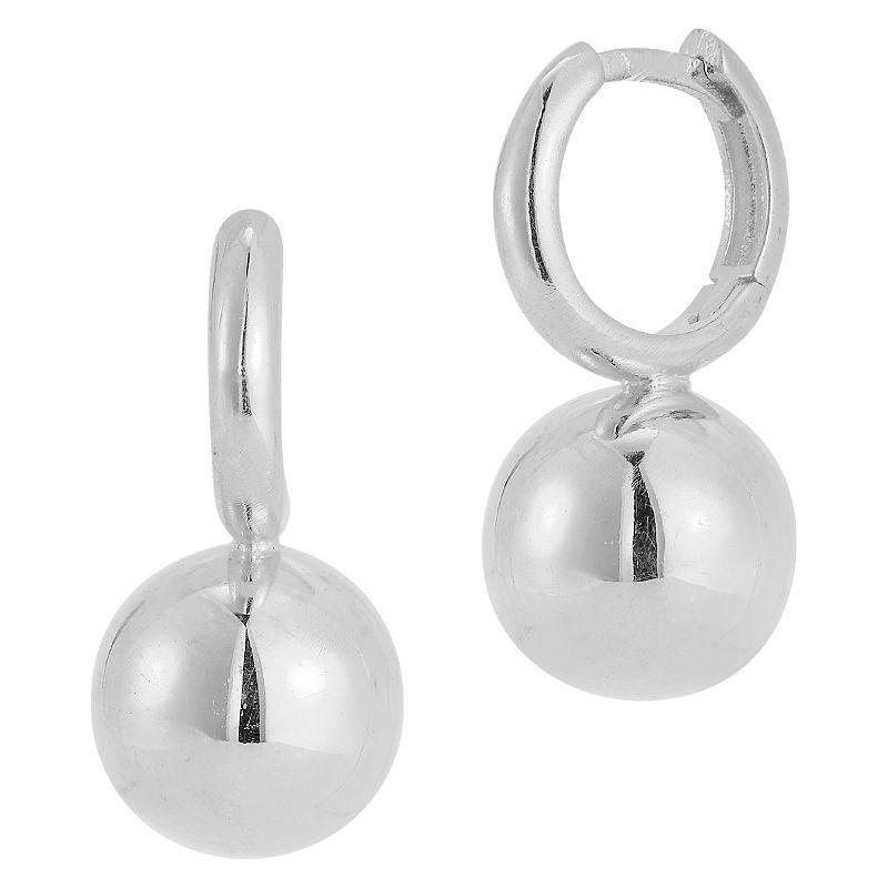 Sunkissed Sterling Sterling Silver Ball Drop Huggie Earrings, Womens, Silver Tone Product Image