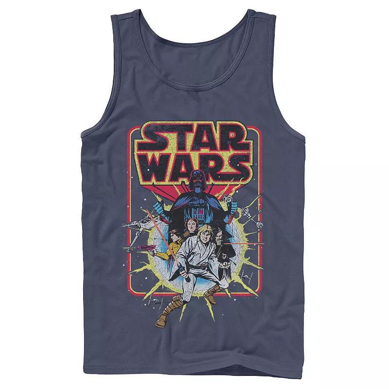 Mens Star Wars Classic Vintage Comic Book Cover Tank Top Blue Product Image