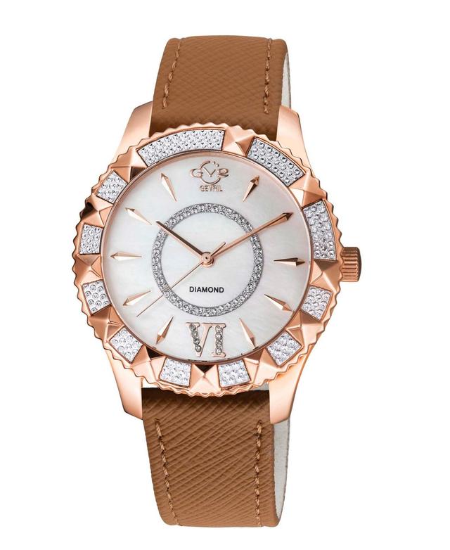 GV2 by Gevril Womens Venice Swiss Quartz Brown Faux Leather Watch 38mm Product Image