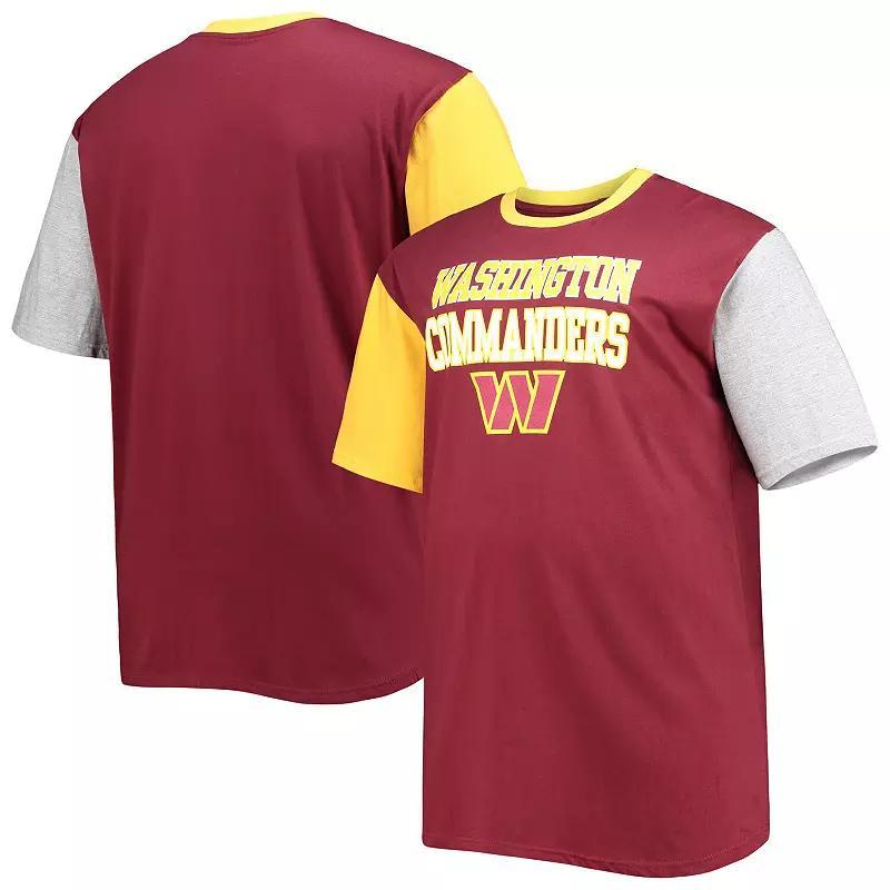 Mens Fanatics Branded Burgundy/Gold Washington Commanders Big & Tall Colorblocked T-Shirt Product Image