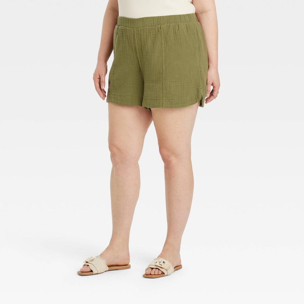 Womens High-Rise Pull-On Shorts - Universal Thread Olive 4X Product Image