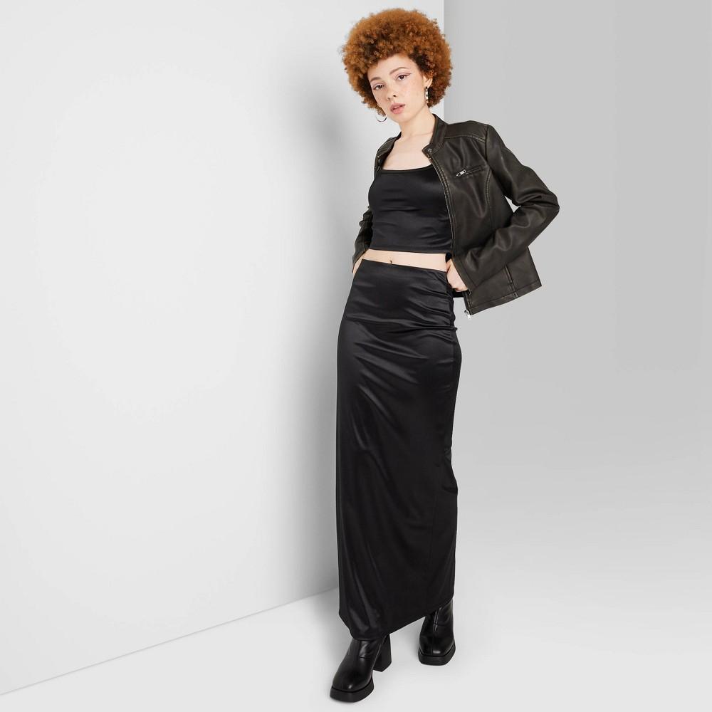 Womens High-Rise Shine Knit Maxi Skirt - Wild Fable Black XS Product Image