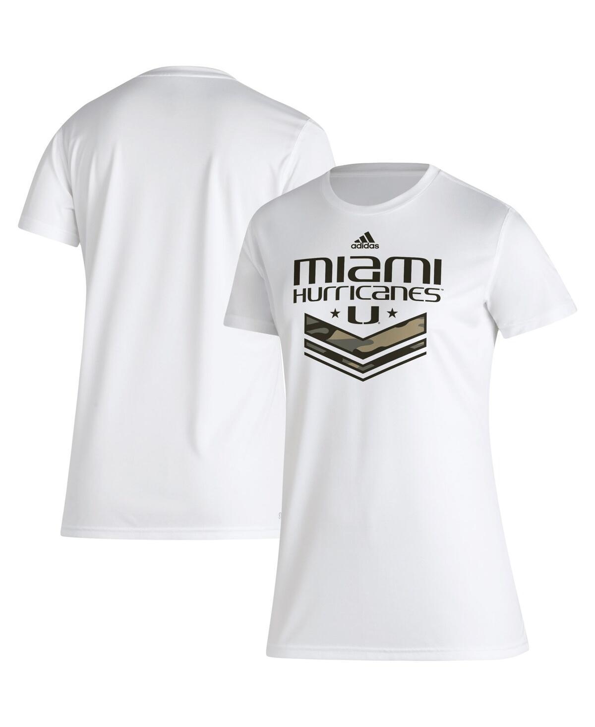 Womens adidas Miami Hurricanes Military Appreciation AEROREADY T-Shirt Product Image