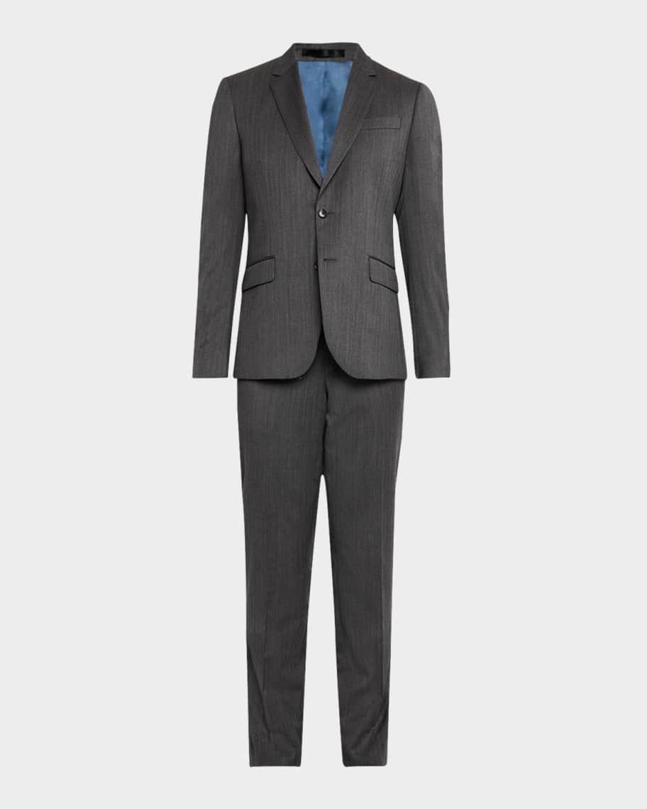 Mens Wool Herringbone Tailored-Fit Suit Product Image