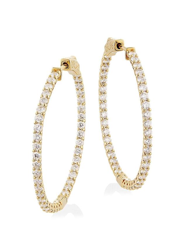 Womens 14K Yellow Gold & 2.59 TCW Diamond Inside-Out Hoop Earrings Product Image