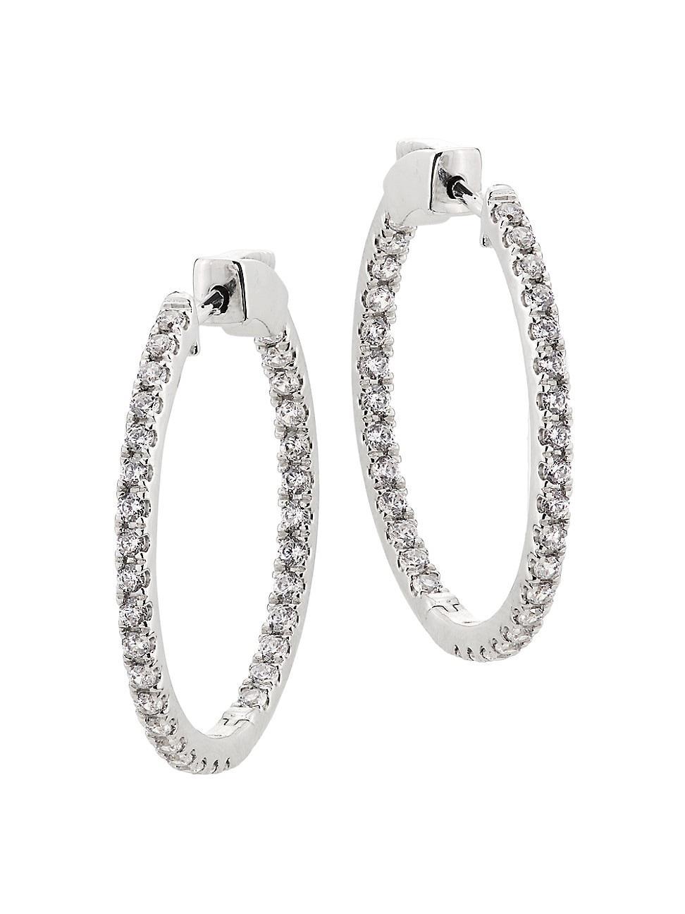 Womens 14K White Gold & 1.50 TCW Lab-Grown Diamond Inside-Out Hoop Earrings/30MM Product Image