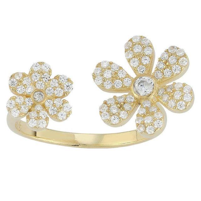 Sunkissed Sterling Sterling Silver Cubic Zirconia Flower Open Ring, Womens Gold Tone Product Image