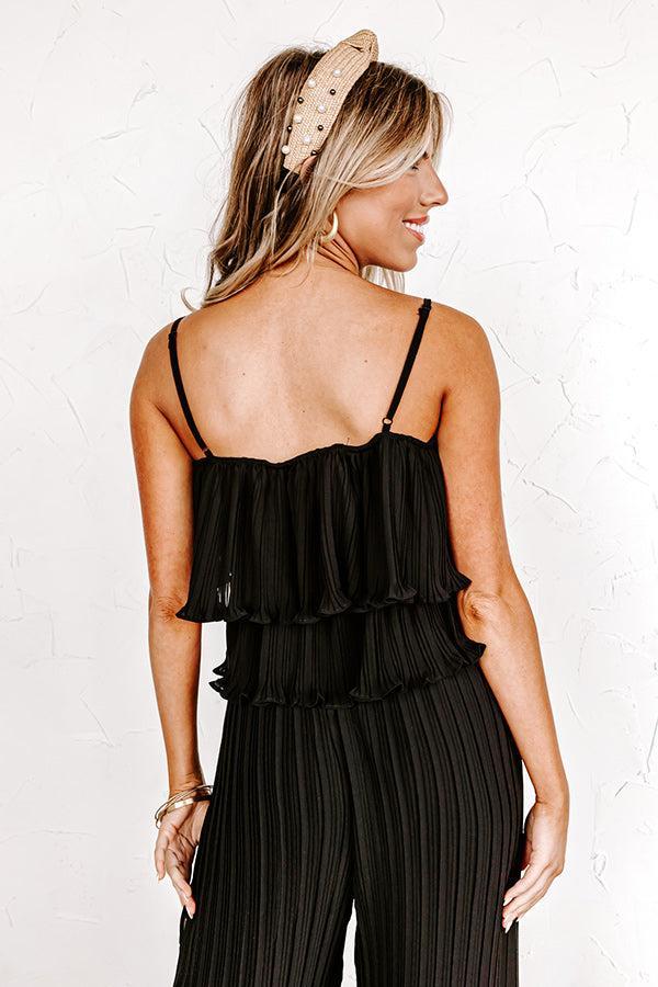 Visiting Italy Pleated Top In Black Product Image