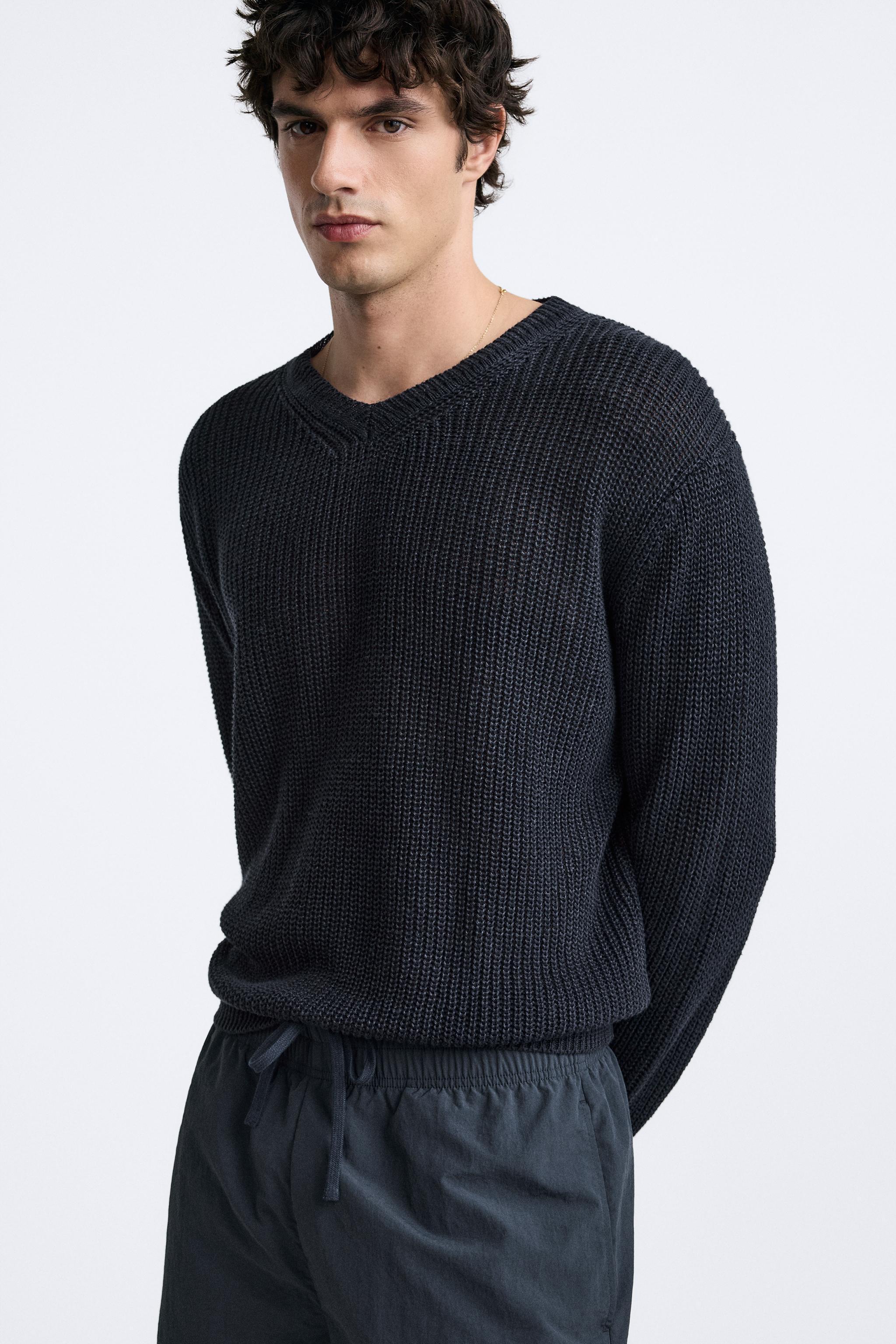 100% LINEN PURL KNIT SWEATER Product Image