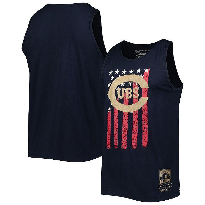 Mens Mitchell & Ness Chicago Cubs Cooperstown Collection Stars and Stripes Tank Top Blue Product Image