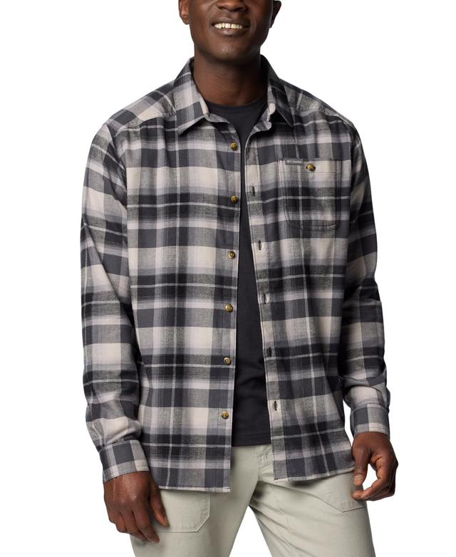 Mens Columbia Cornell Woods Flannel Shirt Dark Grey Tartan Product Image