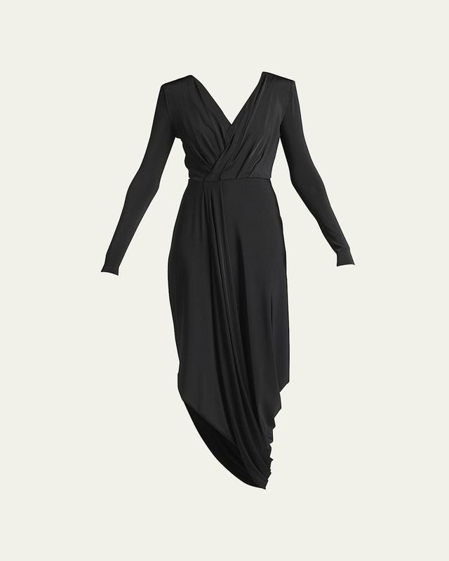 V-Neck Draped Jersey Maxi Dress Product Image