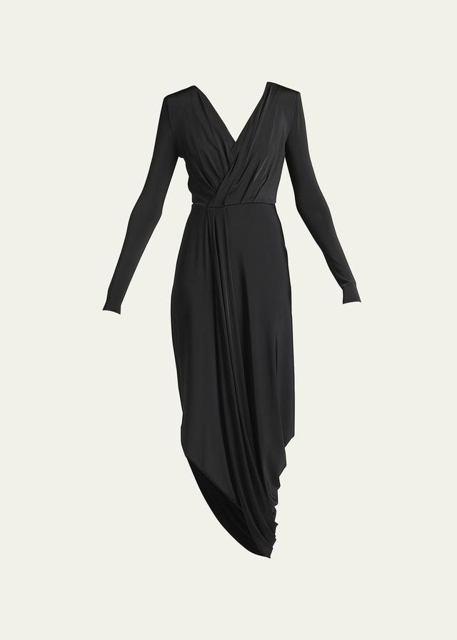 Womens V-Neck Draped Jersey Dress Product Image