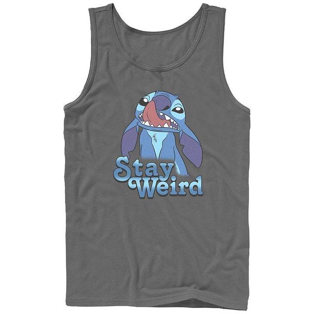 Disneys Lilo & Stitch Mens Stay Weird Stitch Graphic Tank Top Grey Product Image