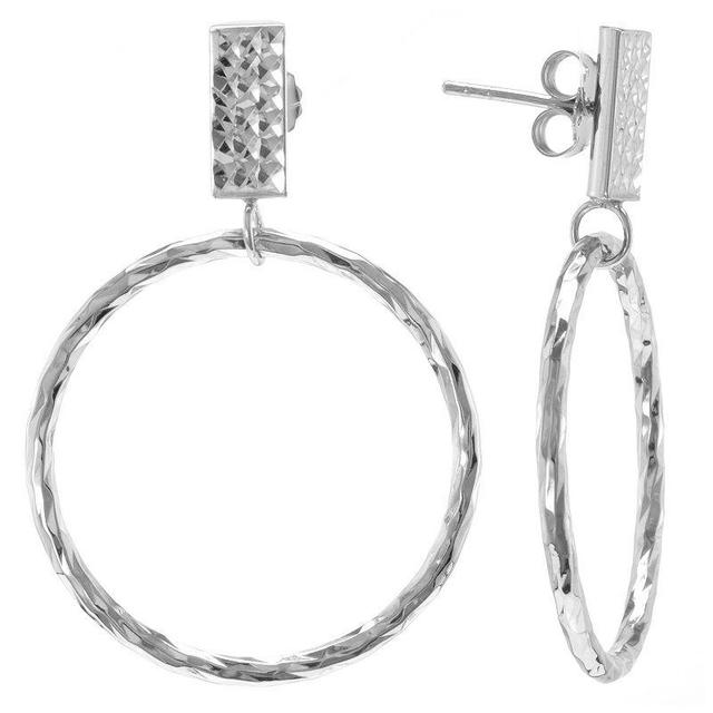 Judy Crowell Sterling Silver Textured Circle Hoop Drop Earrings, Womens Product Image