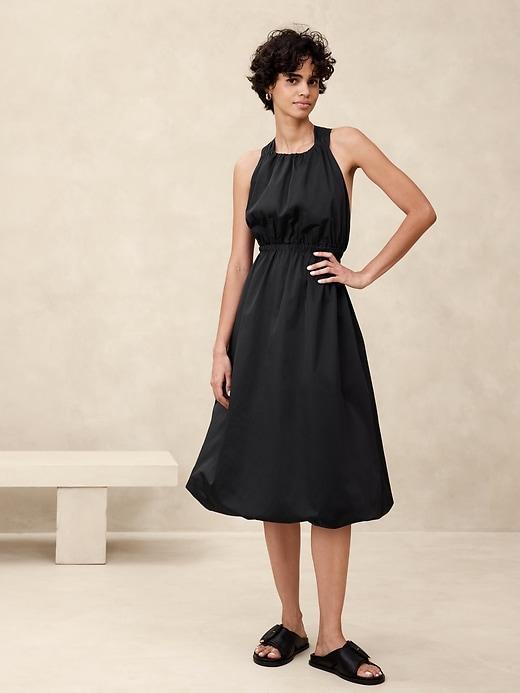 Bubble-Hem Taffeta Midi Dress Product Image