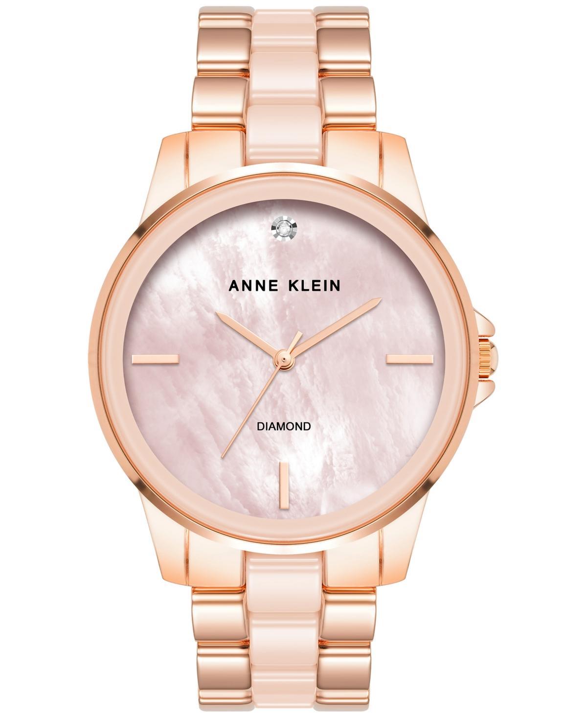 Anne Klein Womens Diamond Accent Ceramic & Metal Bracelet Watch 38mm - Rose Gold-Tone Product Image