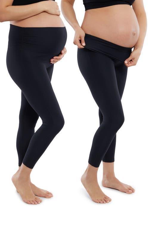 Ingrid & Isabel Set of 2 Fold Down Waist Maternity Leggings Product Image