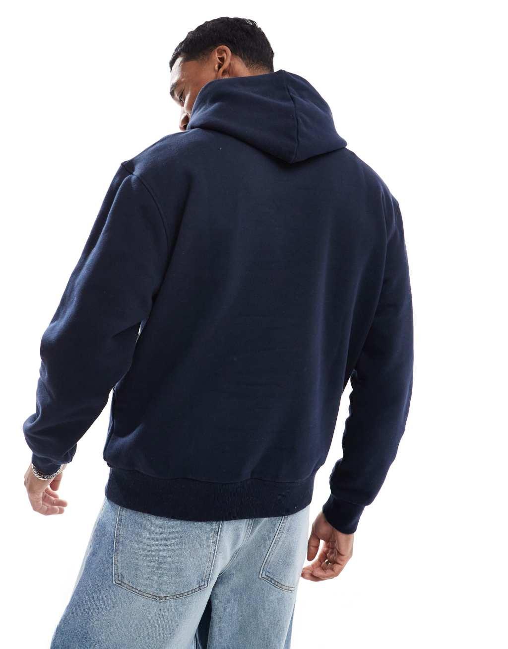 ASOS DESIGN premium heavyweight oversized hoodie 400gsm in navy Product Image