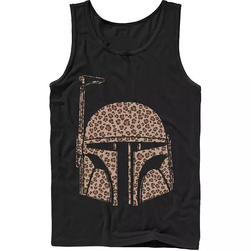 Mens Star Wars Boba Fett Helmet Cheetah Print Fill Tank Top Product Image