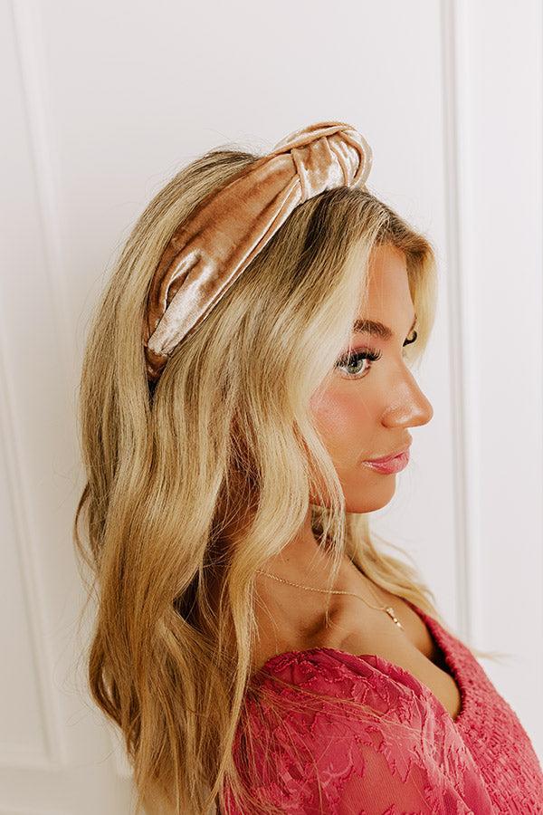 Luxe Lifestyle Velvet Headband in Champagne Product Image