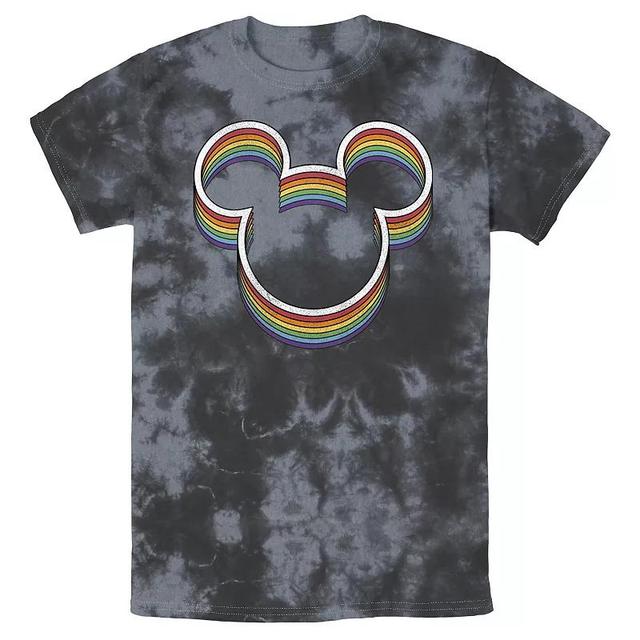 Disneys Mickey And Friends Mens Pride Rainbow Ears Wash Tee Black Grey Product Image