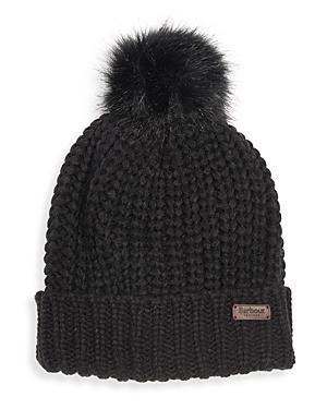 Barbour Saltburn Knit Beanie with Faux Fur Pom Product Image