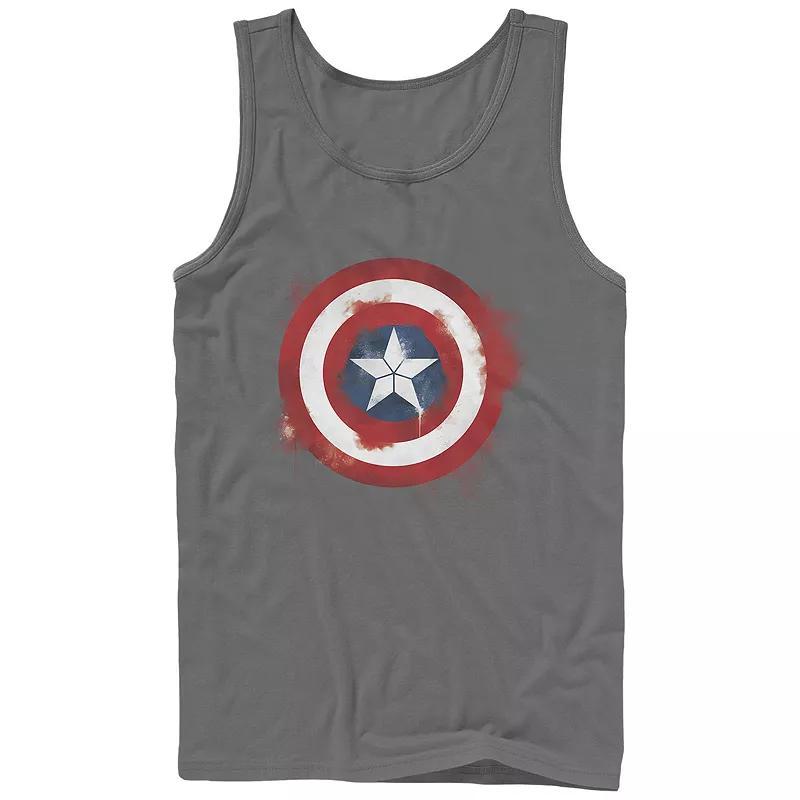 Mens Captain America Smudged Paint Shield Painting Graphic Tank Blue Product Image