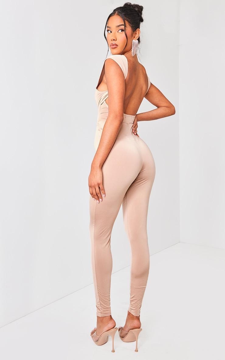 Taupe Slinky Scoop Back Jumpsuit Product Image