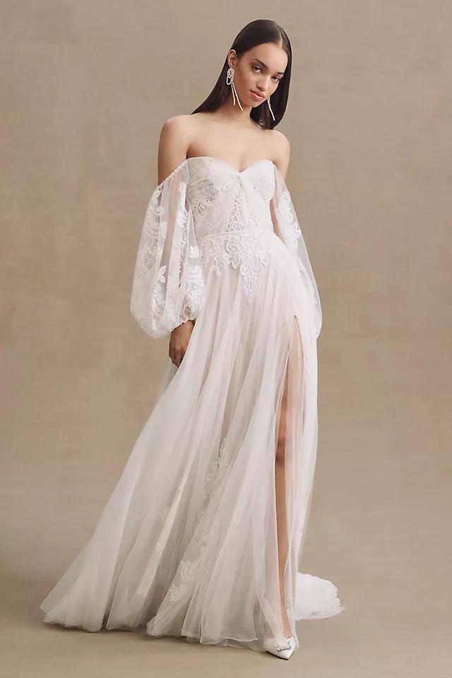 Willowby by Watters Persephone Sweetheart Off-The-Shoulder Side-Slit Lace Wedding Gown Product Image