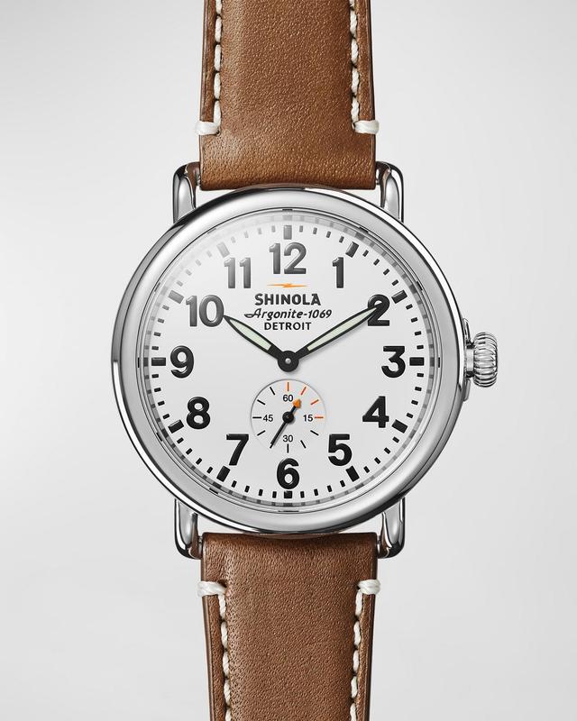 Mens 47mm Runwell Mens Watch, White/Brown Product Image