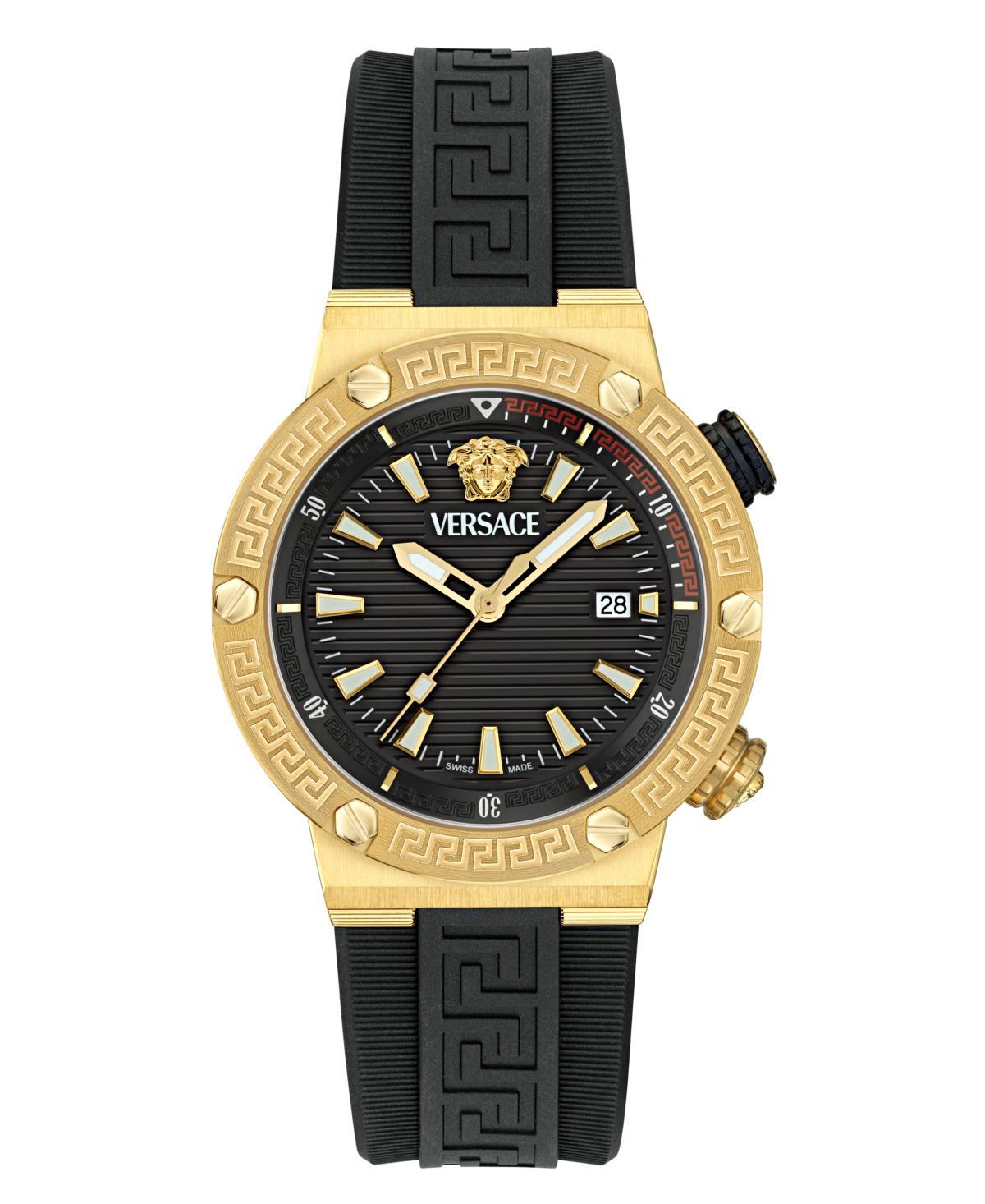 Versace Mens Swiss Black Rubber Strap Watch 43mm Product Image