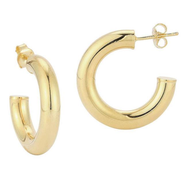 Sunkissed Sterling 5 mm Tube Hoop Earrings, Womens, Yellow Gold Tone Product Image