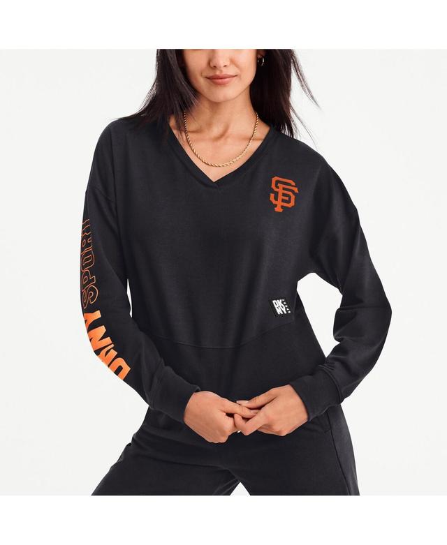 Womens Dkny Sport Black San Francisco Giants Lily V-Neck Pullover Sweatshirt Product Image