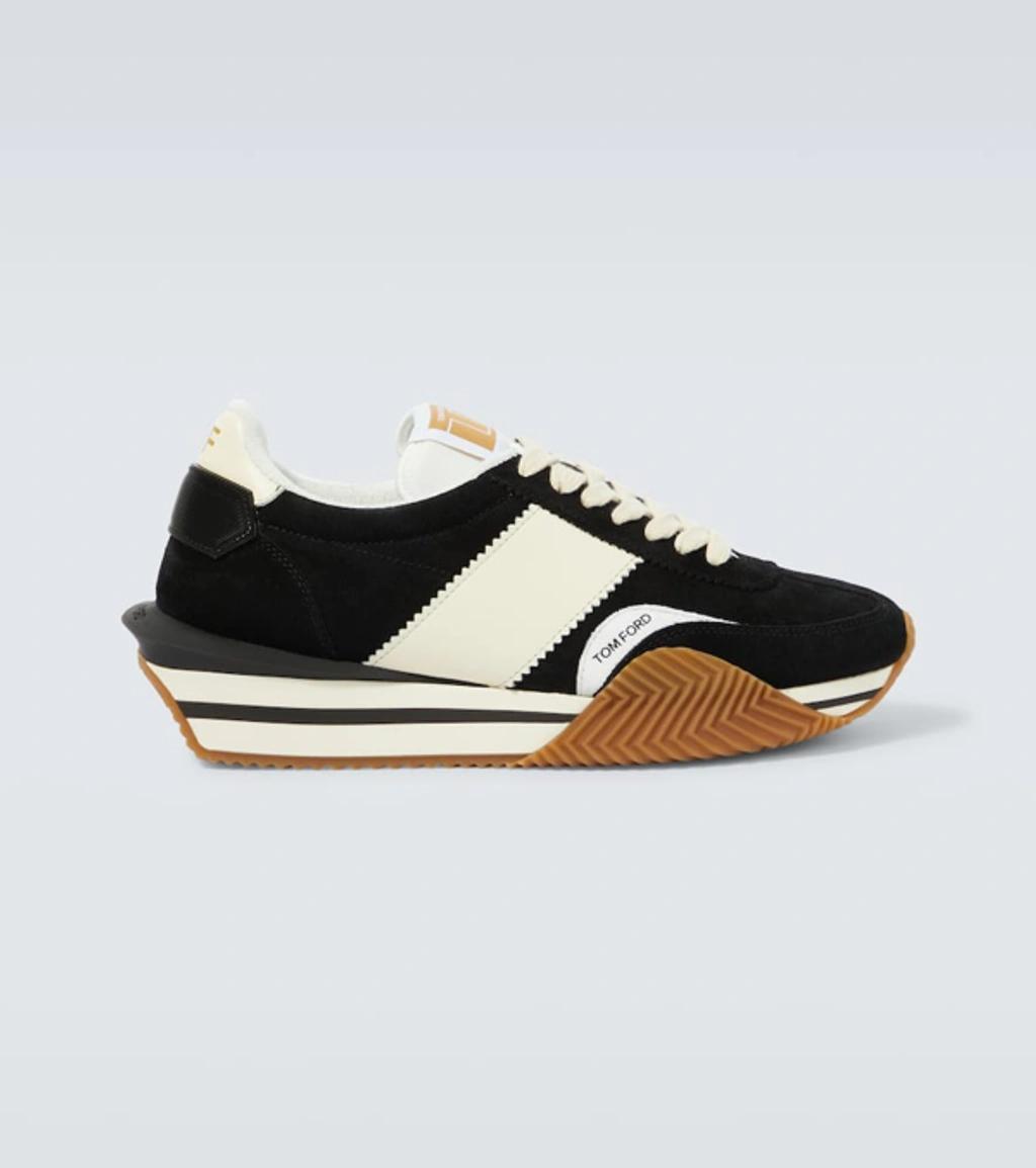 James Mixed Media Low Top Sneaker In Black Cream Product Image