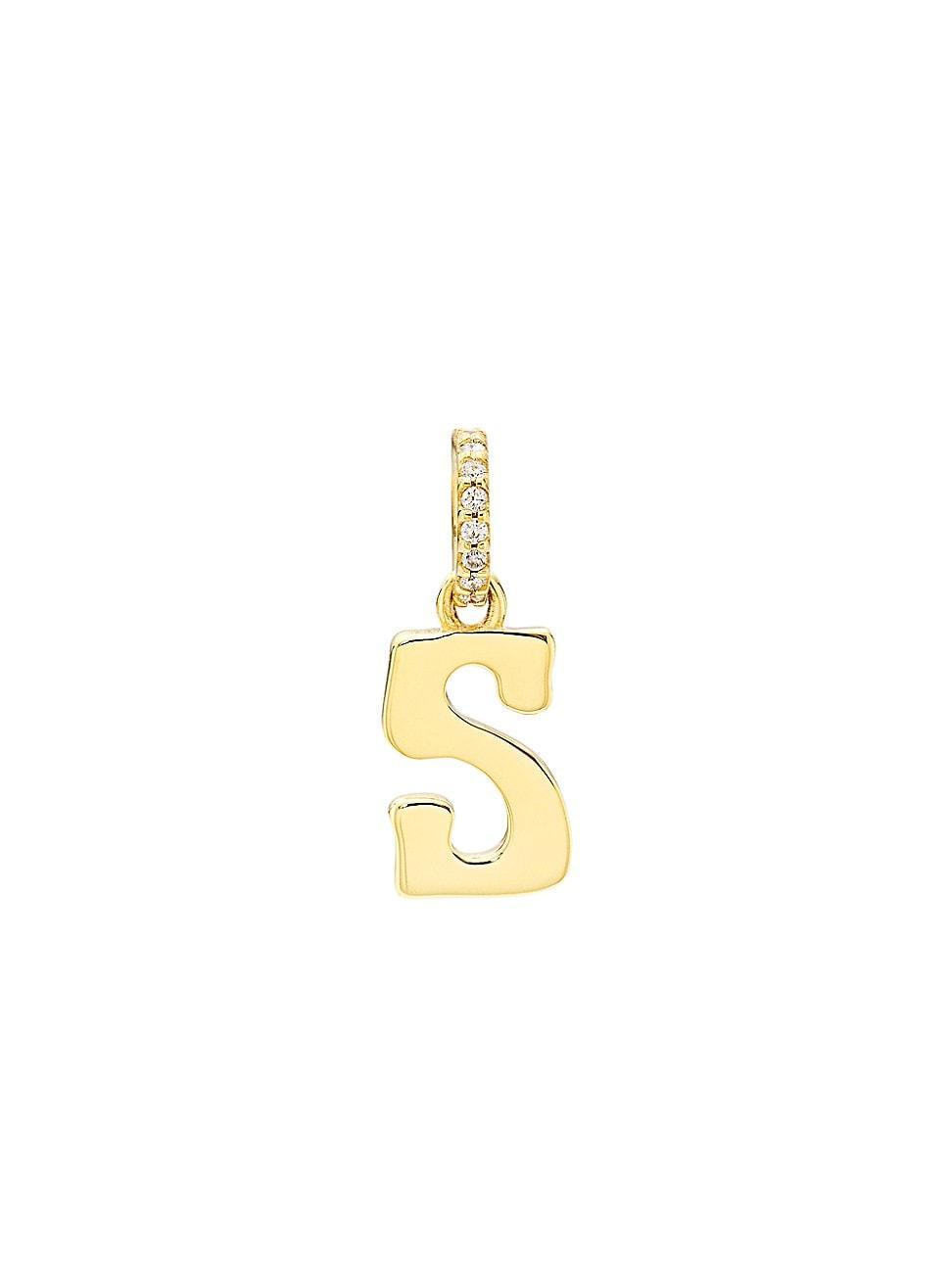 Womens Alphabet 14K Yellow Gold & 0.045 TCW Diamond Letter Charm Product Image