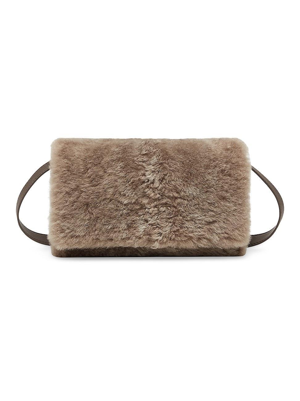 Womens Frosty Effect Shearling Clutch Bag Product Image