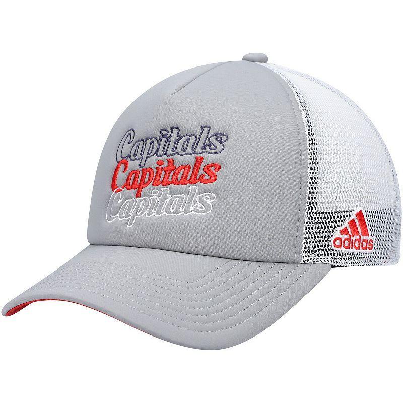 Womens adidas Gray/White Washington Capitals Foam Trucker Snapback Hat Product Image