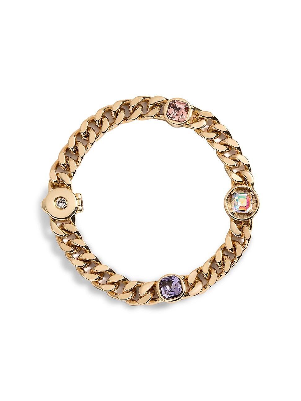 Womens Lyra 12K-Gold-Plated & Crystal Curb-Chain Bracelet - Gold Product Image