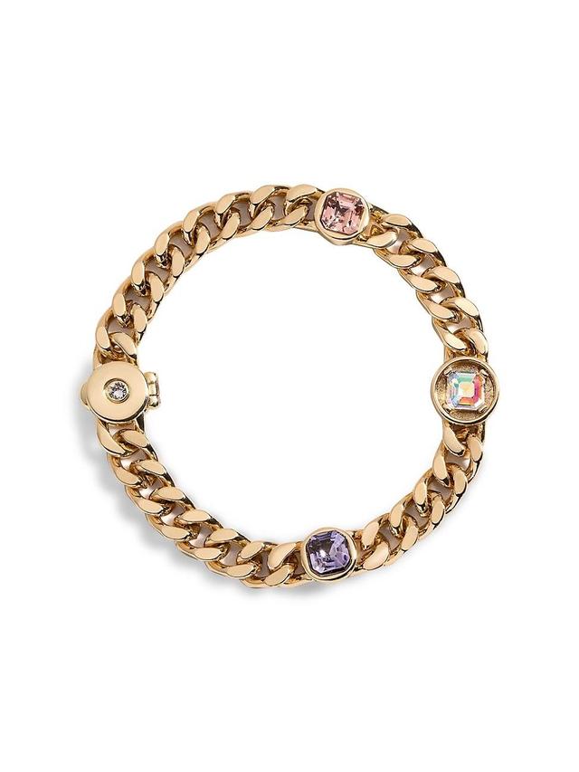 Womens Lyra 12K-Gold-Plated & Crystal Curb-Chain Bracelet - Gold Product Image